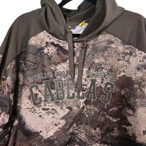 Cabelas Mens XL Camo Hoodie Performance Fleece Pullover Hunting Camping Fishing